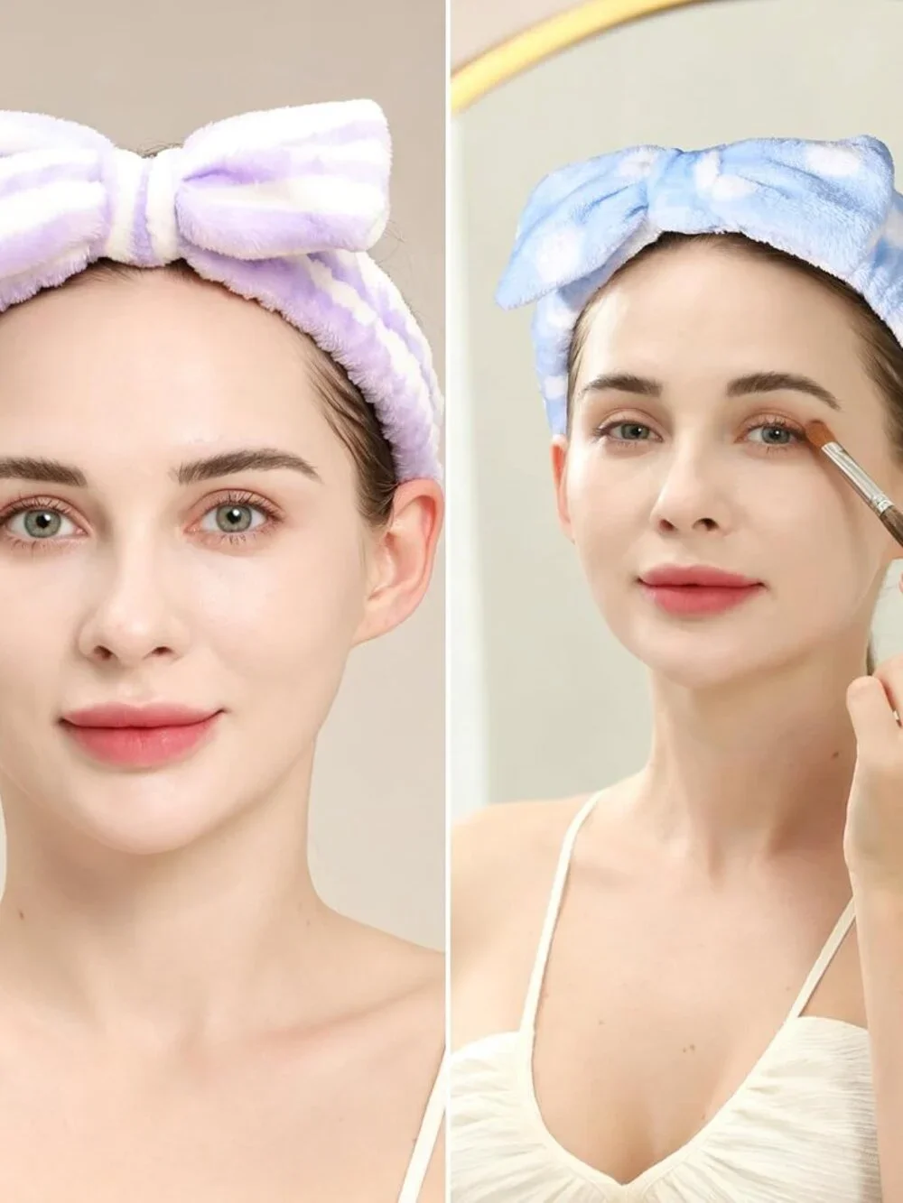 5-Pc Spa Makeup Headbands with Removable Bow | Soft Skincare Face Wash Hair Band